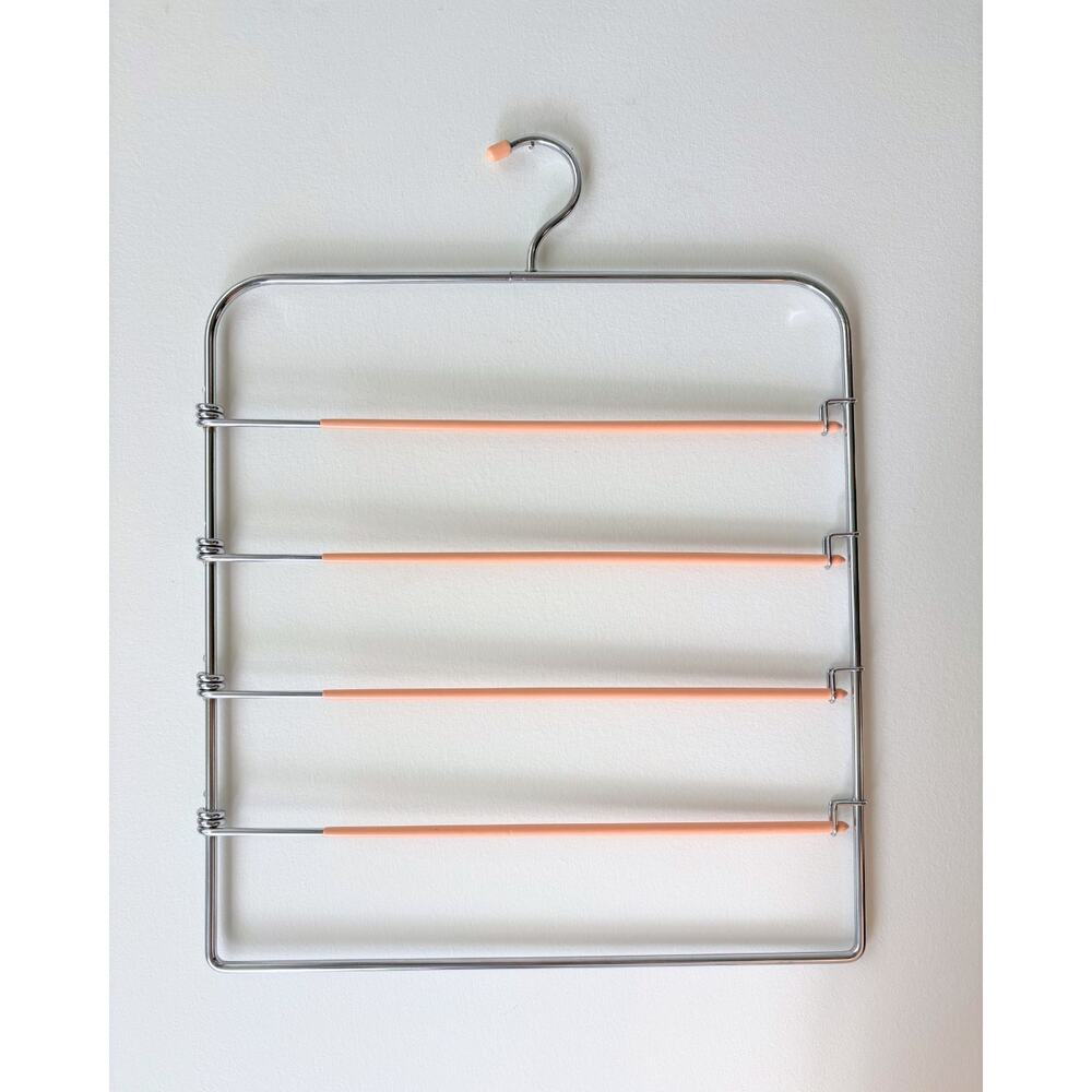 Set of 2 Vintage Peach & Chrome 4-Tier Swing-Arm Pant Hangers